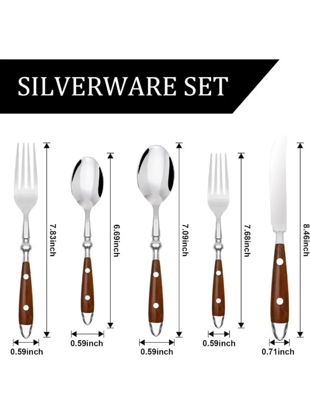 20-Piece Vintage Silverware Set for 4, Stainless Steel Cutlery, Dishwasher Safe